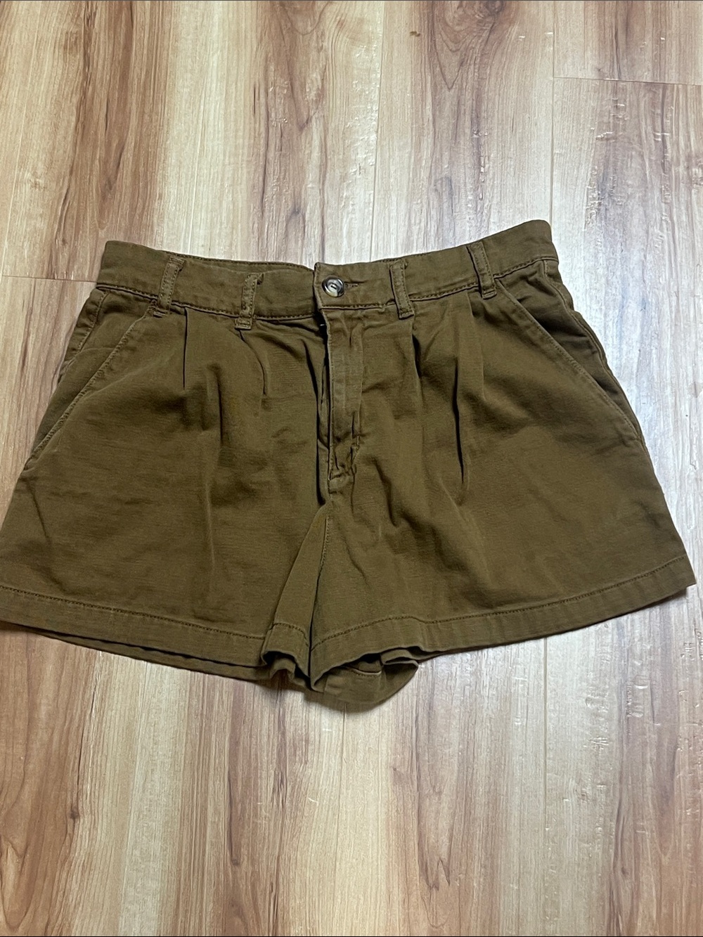 Sz 4 Free People High-Rise Olive Brown Pleated Shorts